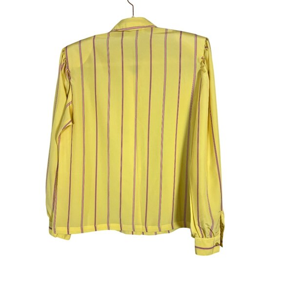 Retro Striped Top 10 Yellow Old Money Preppy Boho Classic Chic Glam Workwear 70s - Picture 8 of 10